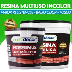 Resina Acrílica Fosca 1L e 3,6L Base Água Incolor Eurodecor Premium