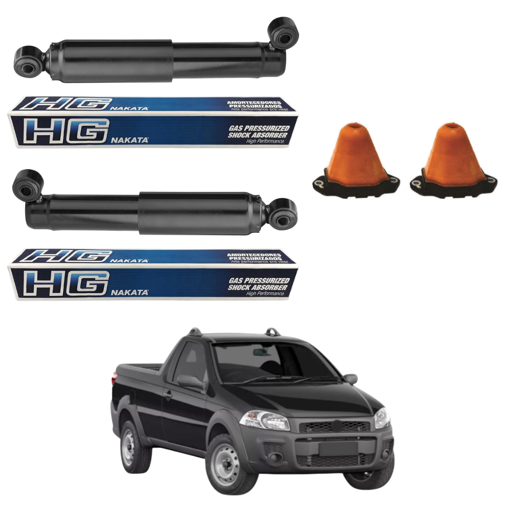 PAR AMORTECEDOR TRASEIRO STRADA 2001 A 2020 ORIGINAL NAKATA + KITS