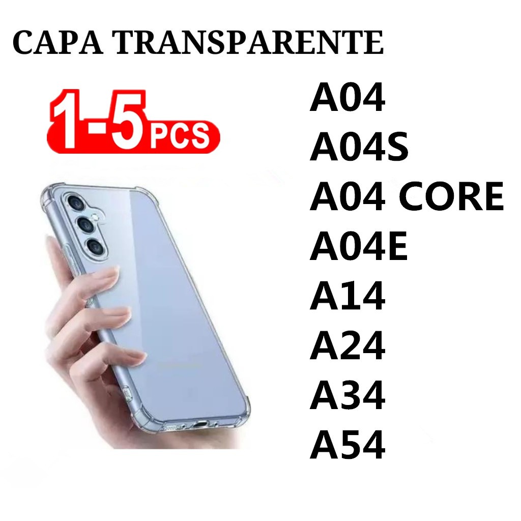Capa Transparente TPU Anti Shock Para Samsung A04 A04S A04 CORE A04E A14 A24 A34 A54