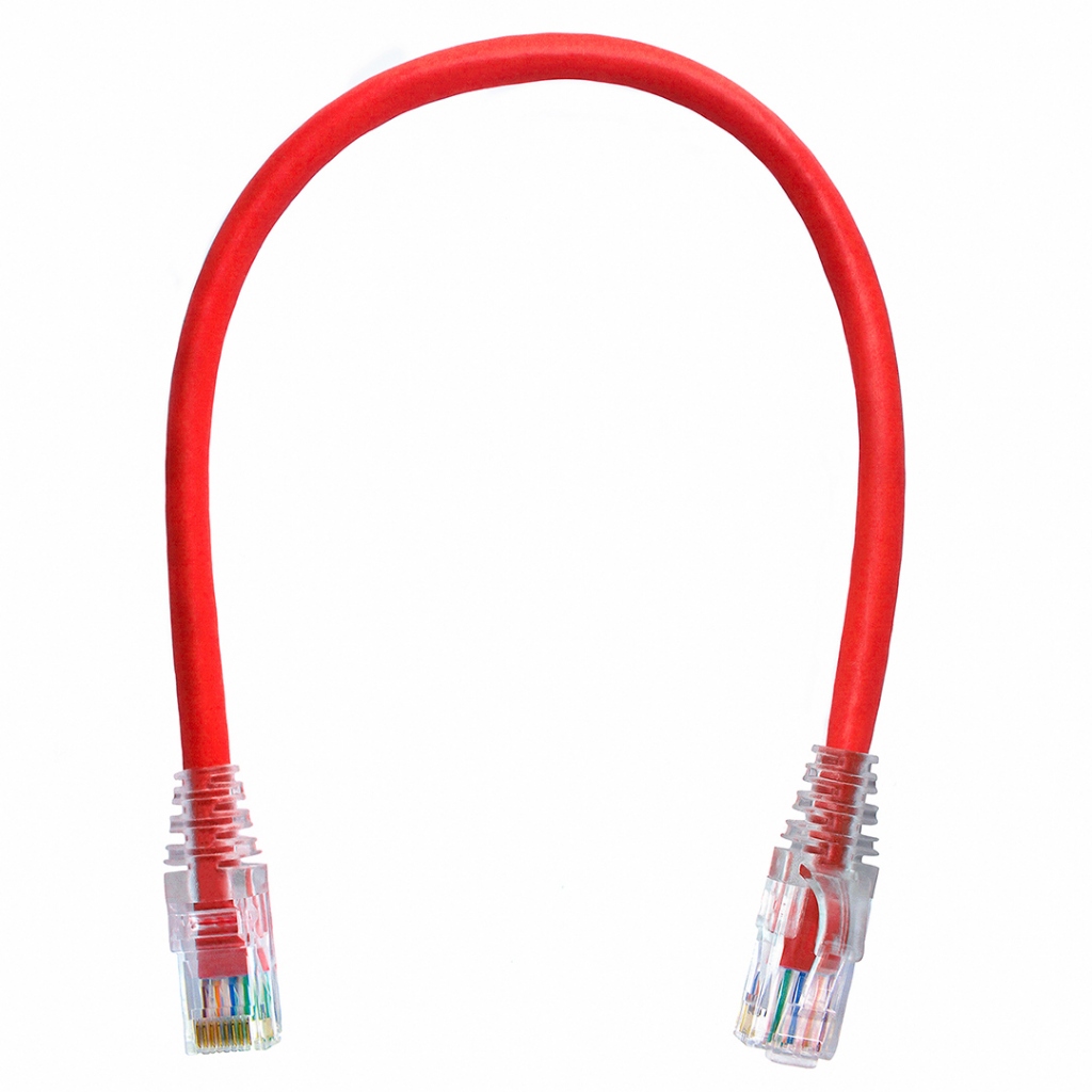 Cabo Par Trançado Cat6 Vermelho Rj45 25cm
