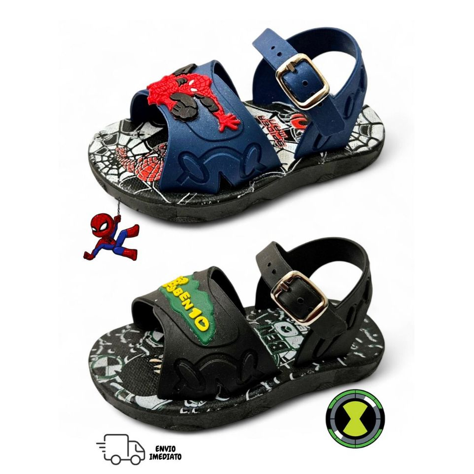 Kit 2 Pares Sandalia Masculino Baby Personagem Menino  Papete Herois