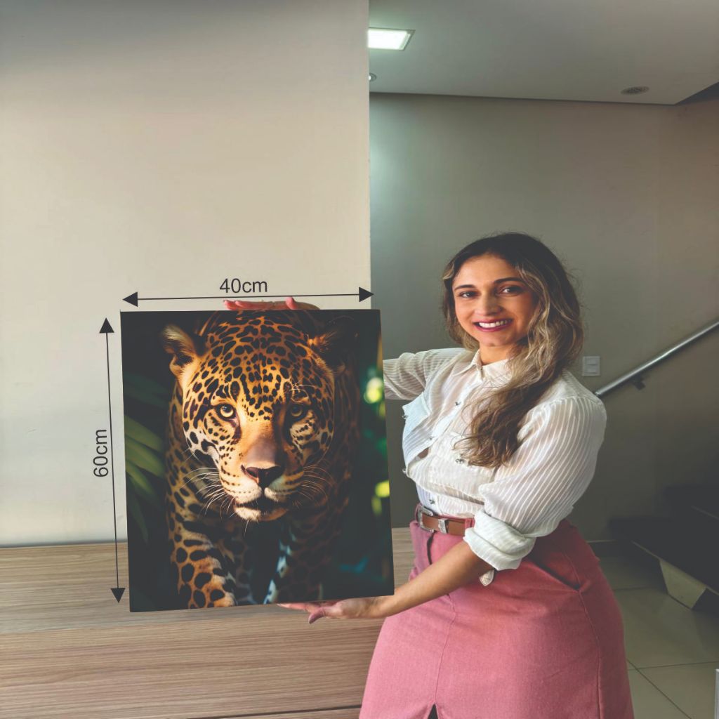 Quadro Decorativo 1 Peça Onça Pintada Selva Pantanal Floresta