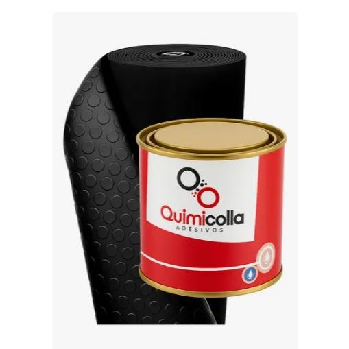 Pack Piso Moeda Preto 2mt Larg. x 1m Comp. + Cola De Contato 700g Alta Fixação