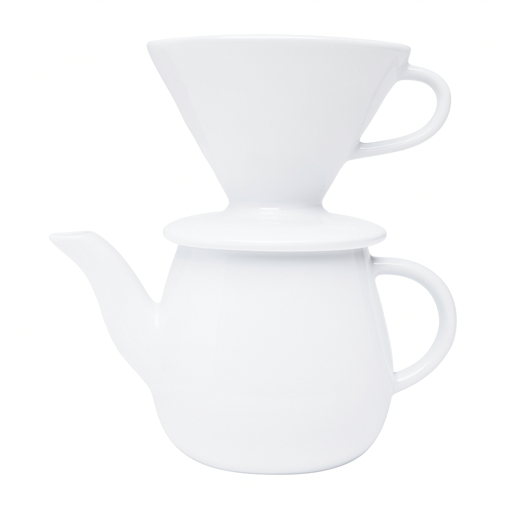 Kit Bule com Coador Filtro de Porcelana  Café Chá  – Branco liso em Oferta na Shopee