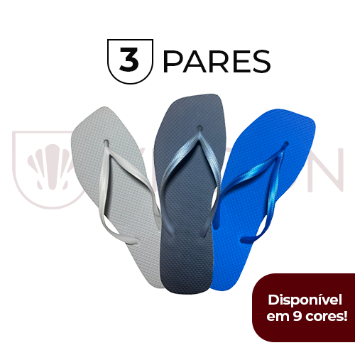 Kit 3 Chinelos Feminino Ponta Quadrada Slim Correia Fina Confortável Borracha Delicado Macio em Oferta na Shopee