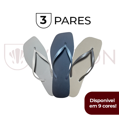 Kit 3 Chinelos Feminino Ponta Quadrada Slim Correia Fina Delicado Macio Confortável Borracha em Oferta na Shopee