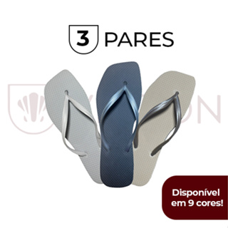 Kit 3 Chinelos Feminino Ponta Quadrada Slim Correia Fina Delicado Macio Confortável Borracha em Oferta na Shopee