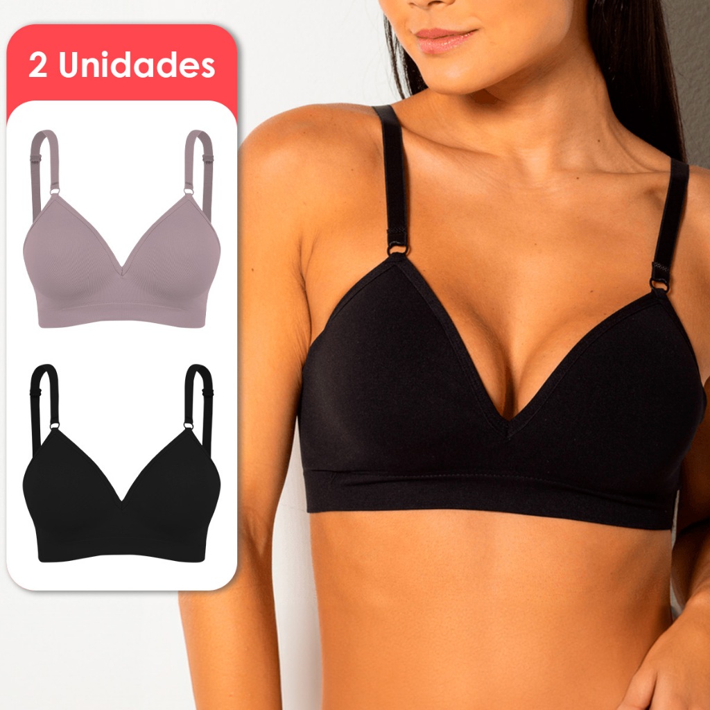 Kit 2 Sutiãs Com Bojo Trifil Daily Soutien Reforçado Sutiã Com Bojo S/ Aro Microfibra Sem Costura Alta Sustentação