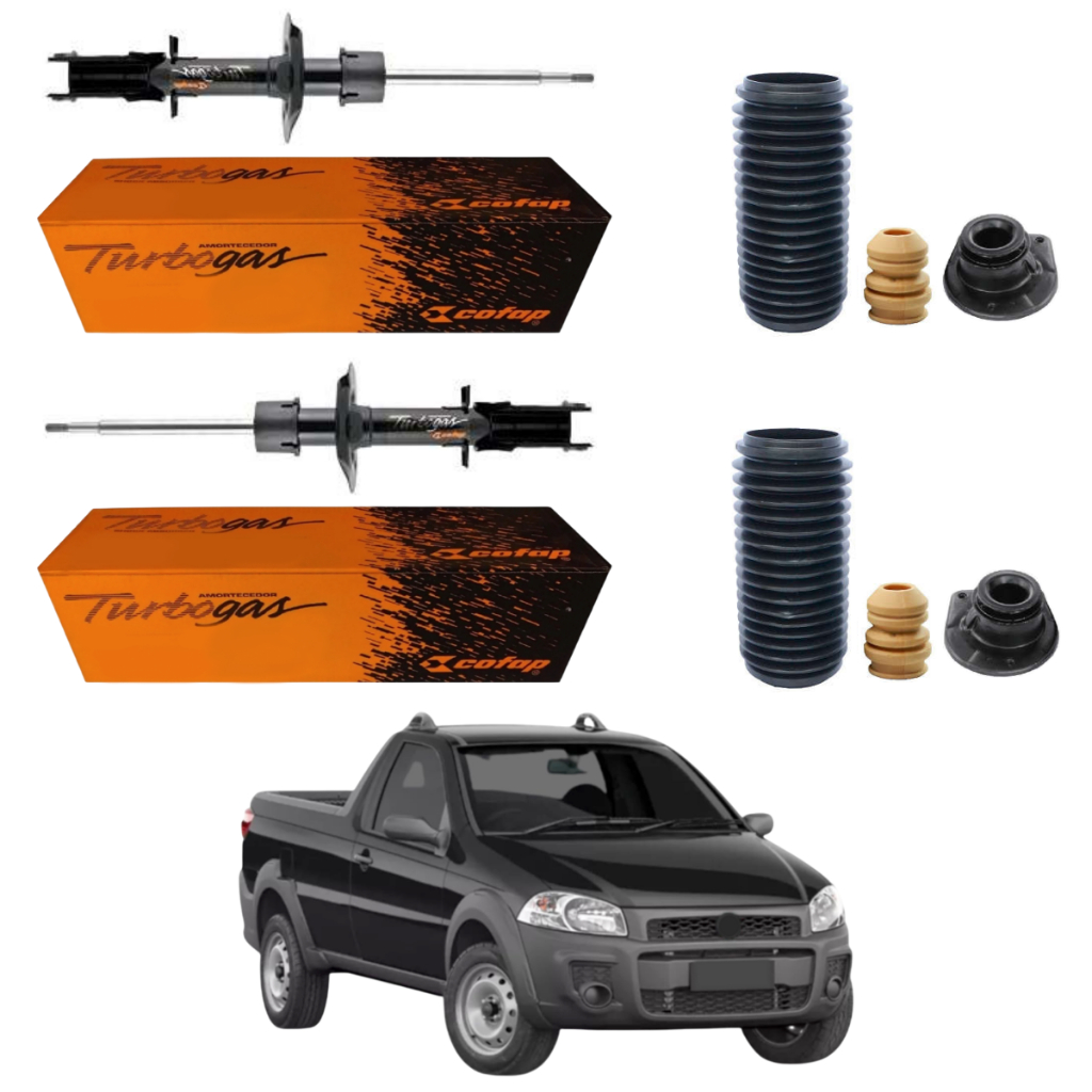 PAR AMORTECEDOR DIANTEIRO STRADA 2001 A 2020 ORIGINAL COFAP + KITS