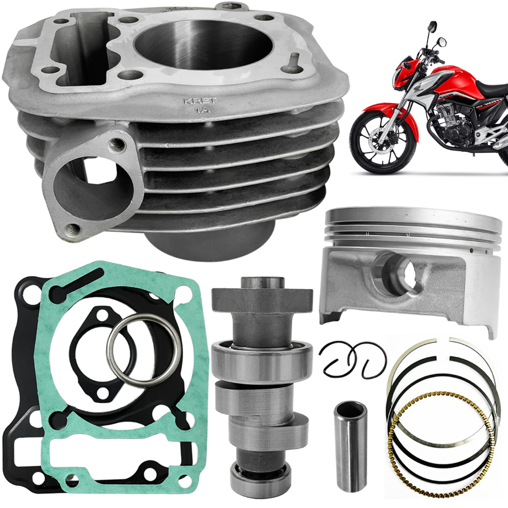 Kit Cilindro 4mm 190cc p/ Fan Titan Start 160 + Comando Preparado 6.0/6.2
