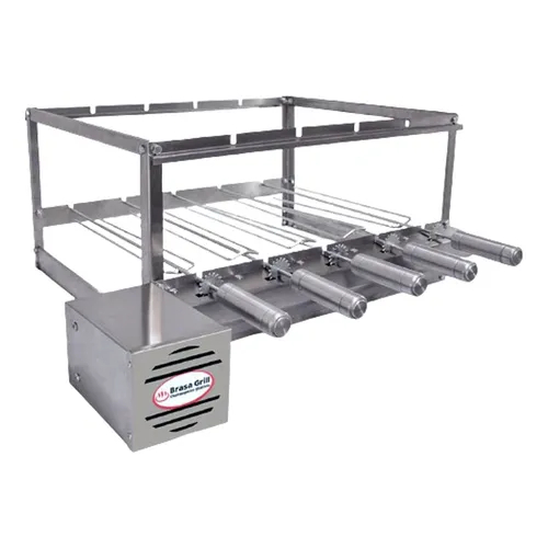 Gira Grill Grill Churrasqueira Giratório 5 espetos Inox Para Pre-Moldadas de 65cm