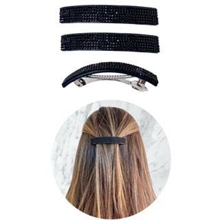 Presilha Em Metal Preta Com Pedras Brilho Prendedor Para Cabelo Penteado Hair Clip em Oferta na Shopee