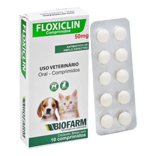Floxiclin Biofarm 50 mg Antibiótico Cão e Gato