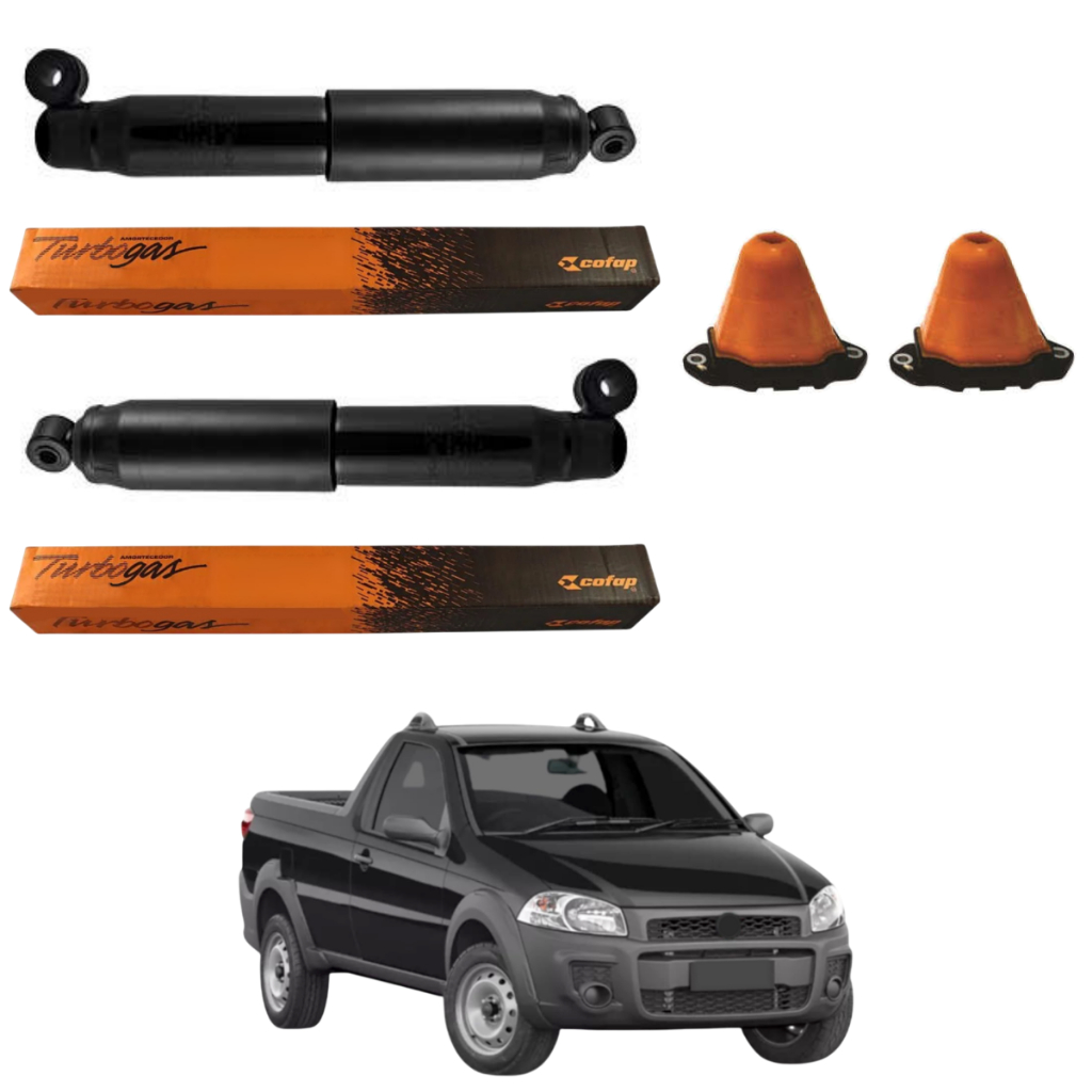 PAR AMORTECEDOR TRASEIRO STRADA 2001 A 2020 ORIGINAL COFAP + KITS