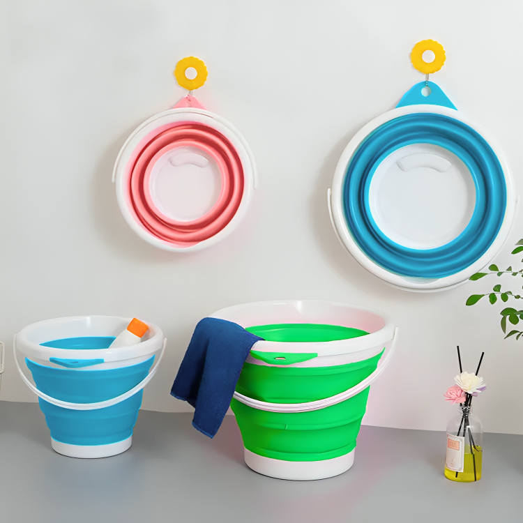 Balde de Silicone Retrátil Dobrável 3L, 5L e 10L Multiuso Portátil Balde Dobrável Retrátil Fácil de Guardar Balde