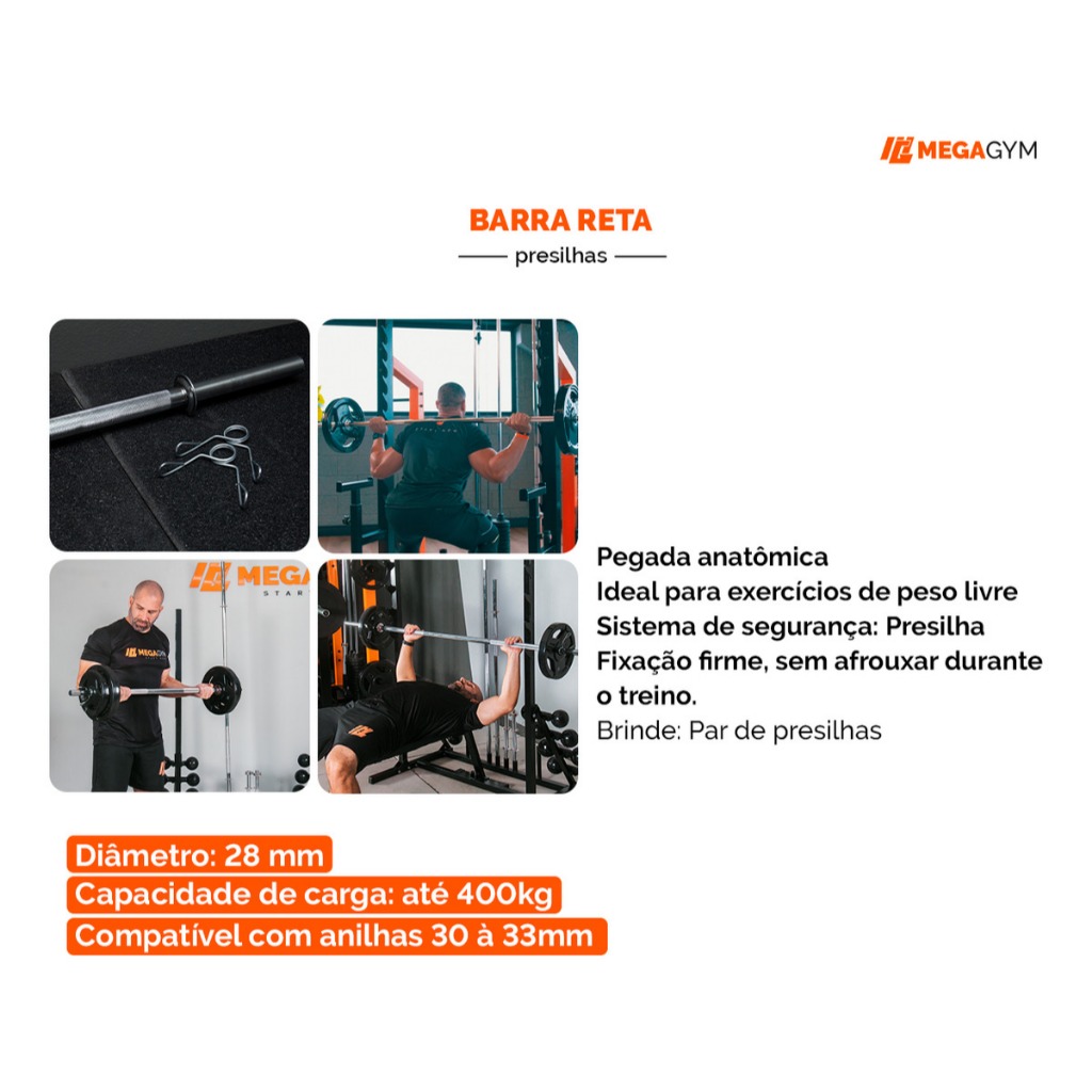 Barra Reta De Academia Maciça 1,20m Para Treino Stiff e Scott Musculação Cromada · foto 2
