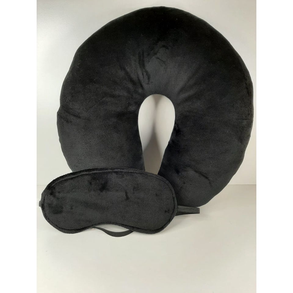 Kit Almofada/Travesseiro de Pescoço + Máscara de Viagem Para Dormir em Oferta na Shopee