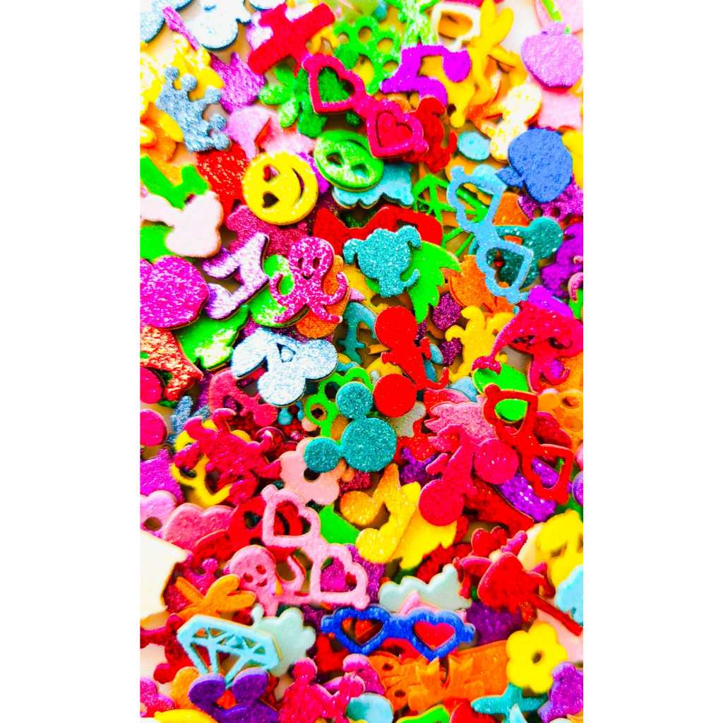 ENVIO IMEDIATO - 100, 200, 300 ou 400 UNIDADES ADESIVO PET DIA DIA CORTE SIMPLES GLITTER COLORIDOS E SORTIDOS em Oferta na Shopee