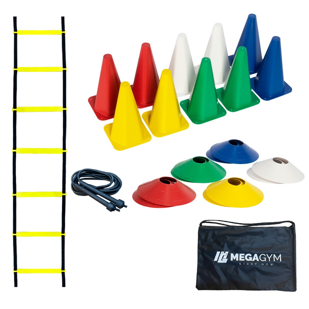 Kit Funcional Agilidade 5 Chapéus + 5 Cones e Escada Para Treino Completo Profissional Ginástica
