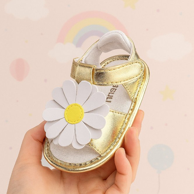 Sandália Menina Enfeite Margarida 2 Opções De Cores 0 a 12 Meses em Oferta na Shopee