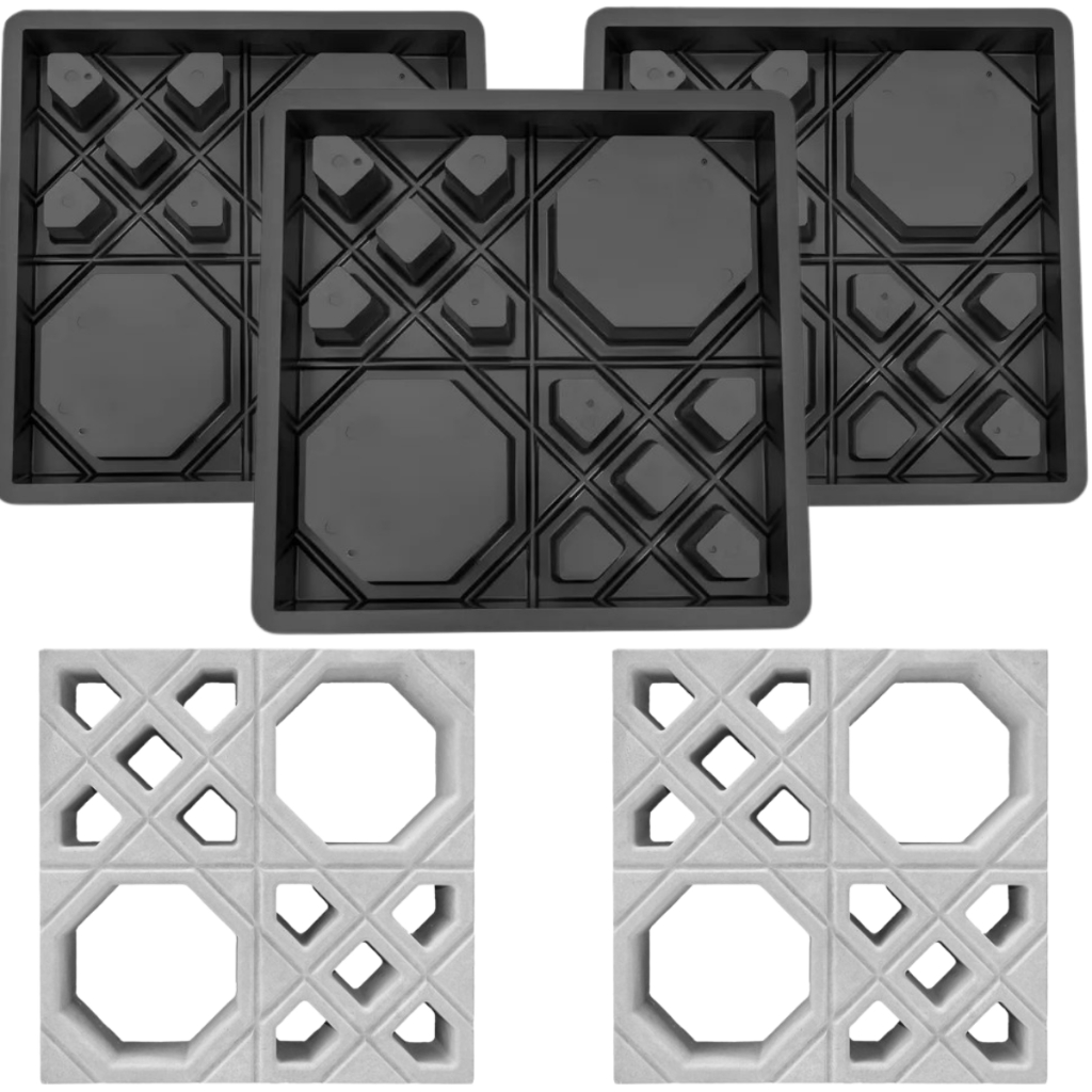 Kit c 3 Forma Arabica Elemento Cobogó de Parede Divisor Fachada 39x39x7 Aberto Decorativo