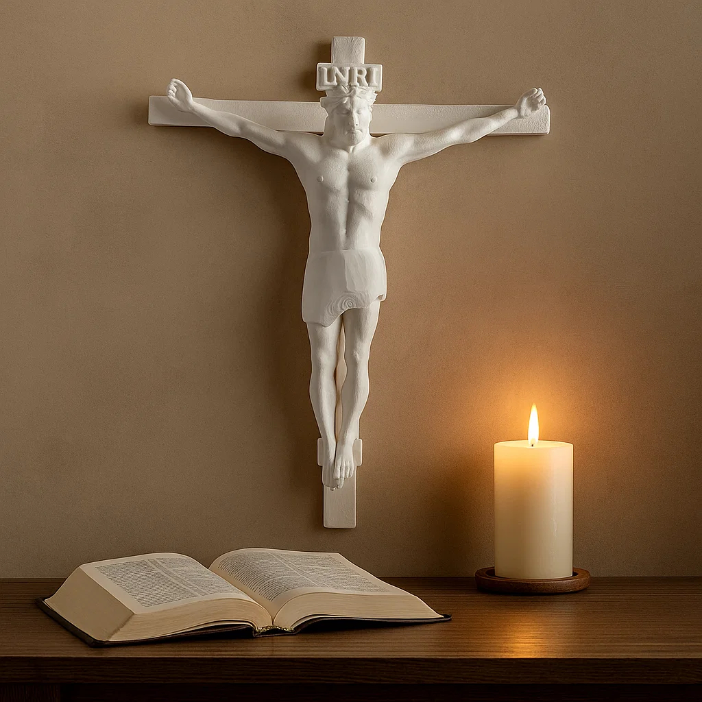 Escultura Parede Jesus Cristo Cruz Decoração Religiosa Fé Cristã Casa Igreja Católica Casa Sagrada Espiritual Amor Paz
