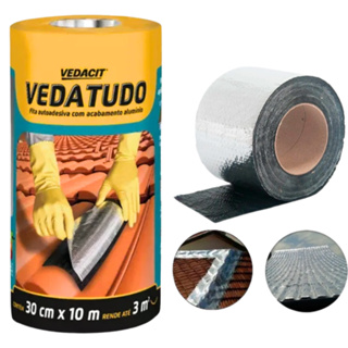 Veda Tudo Fita Manta Asfáltica Auto Adesiva Aluminizada Multiuso 30 cm x 10 mt em Oferta na Shopee