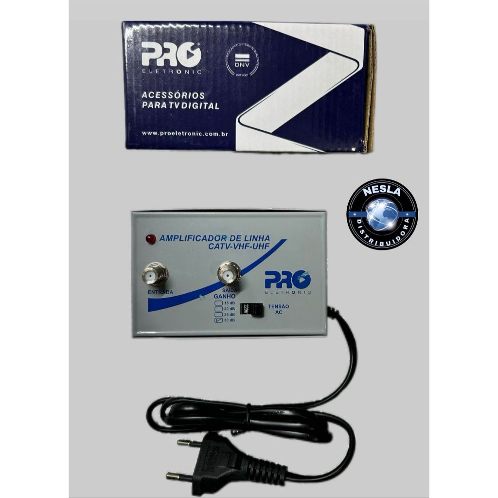 AMPLIFICADOR DE LINHA VHF/UHF 30DB PRO ELETRONIC - PQAL/3000 em Oferta na Shopee
