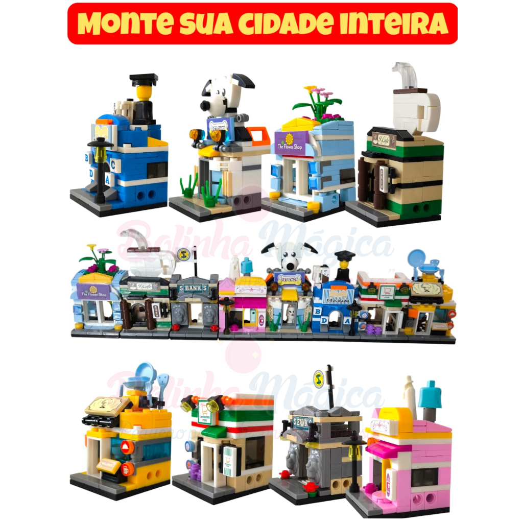 Bloco De Montar Brinquedo Educativo Educação Infantil Estimula a Criatividade Pet Shop Restaurante em Oferta na Shopee