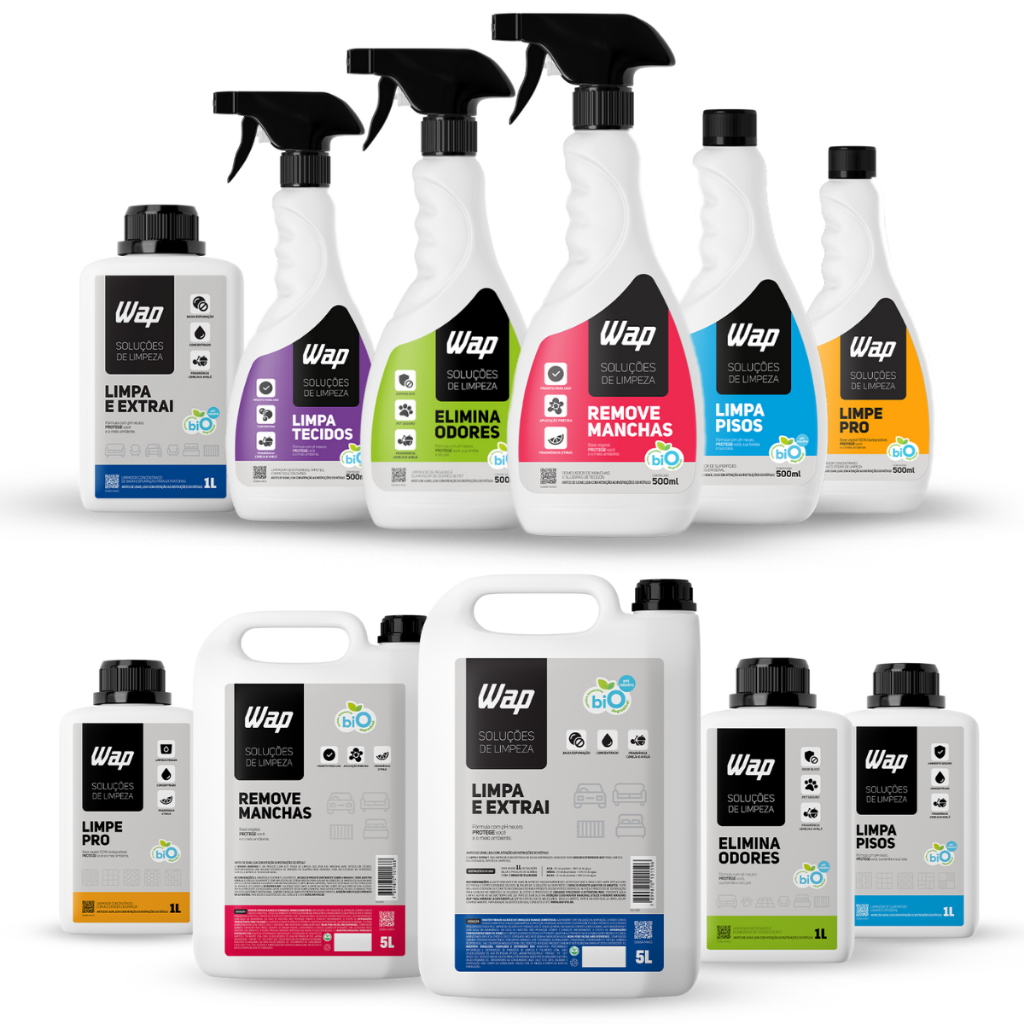 Linha Completa de Produtos de Limpeza Wap Limpa e Extrai, Remove Manchas, Limpa Tecidos, Elimina Odores, Limpa Air fryer em Oferta na Shopee