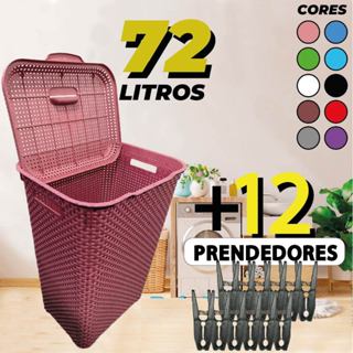 1 Cesto De Roupa Suja 72 Litros Rattan Resistente Lavanderia C/ Tampa Organização Multiuso Flexível em Oferta na Shopee