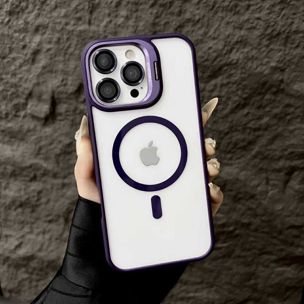 Capa com Suporte de Metal na Câmera + Películas & Magsafe para iPhone 11 12/ 12 PRO 14 PRO MAX (XJC)