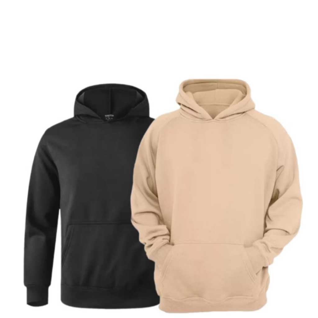 Kit 2 Blusas de Frio Moletom Canguru Feminino E Masculino Casaco Liso Sem Estampa Unissex
