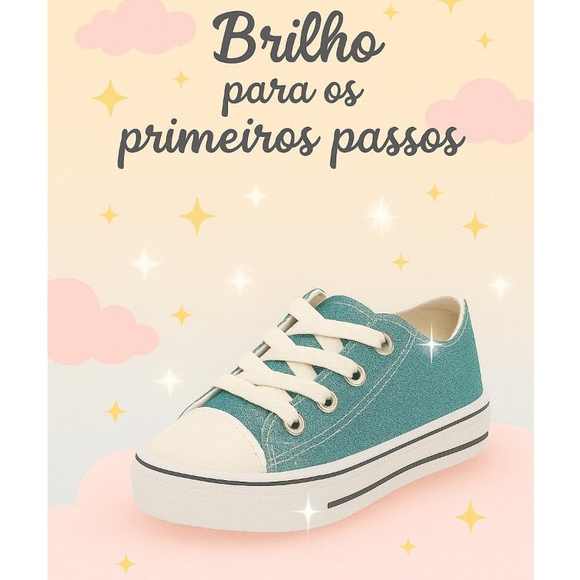 Tenis  Baby Infantil Menina  Star Casual Gliter Azul Moda Bebe Lancamento em Oferta na Shopee