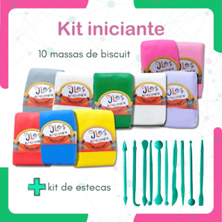 Kit Biscuit - 10 Massa de Biscuit + jogo de ferramentas (Estecas) - Escolha as cores em Oferta na Shopee