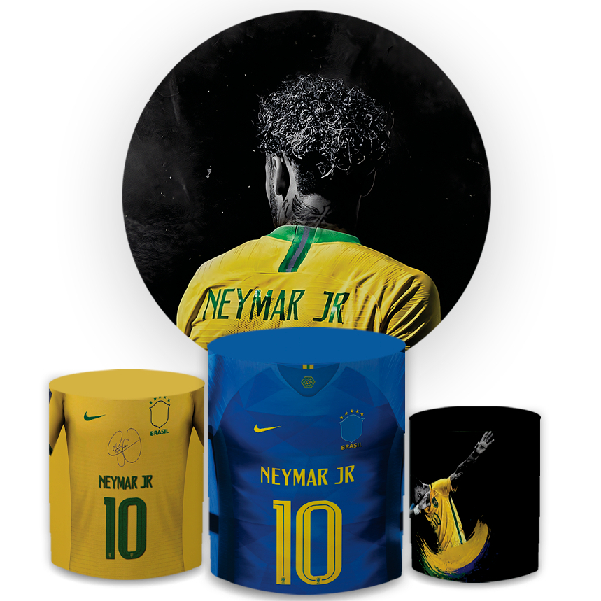 Kit Capa Painel Neymar Times Futebol Brasil Seleção Brasileira + Trio Capa Cilindros