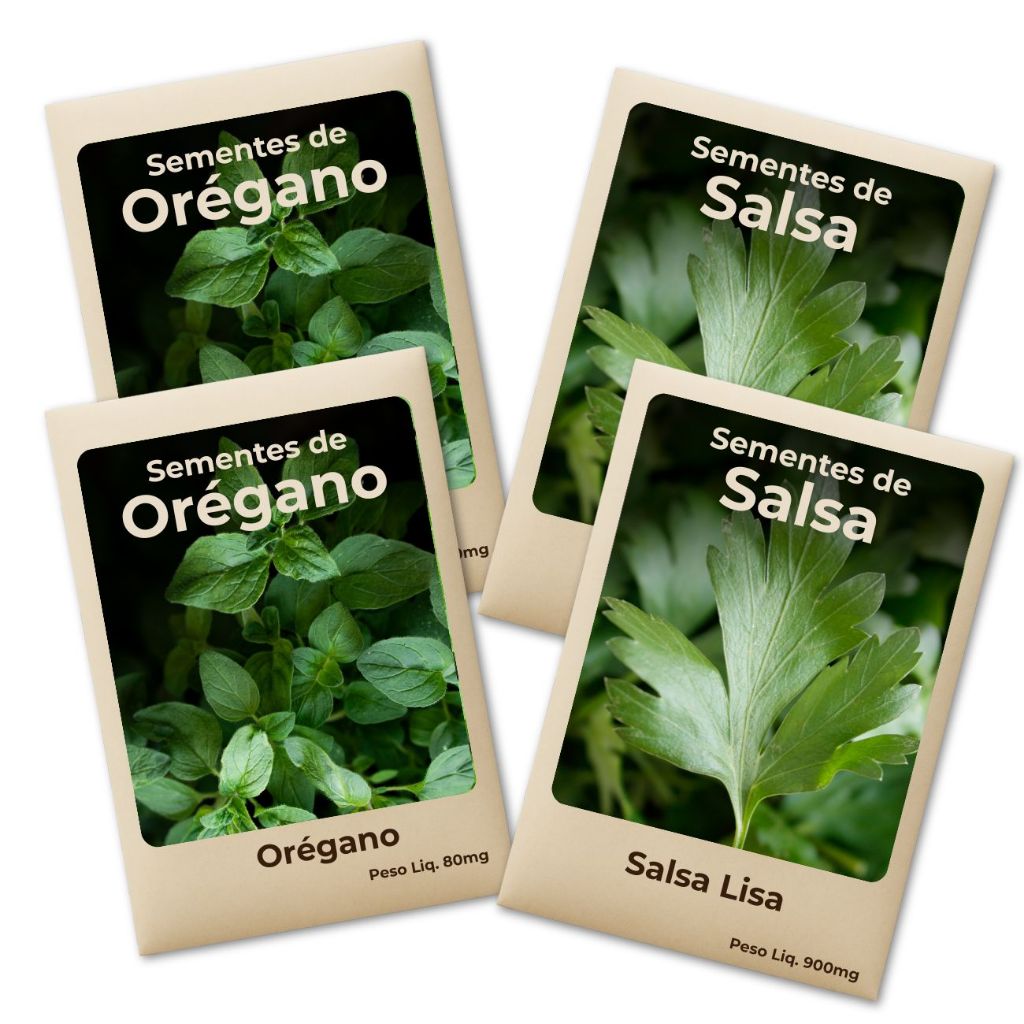 Sementes-Salsa Orégano Plante o Ano Todo Cultivo Fácil e Produtivo -Combo 4 Pct