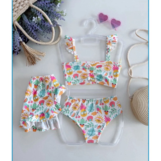 Conjunto de biquíni infantil 3 peças em Oferta na Shopee
