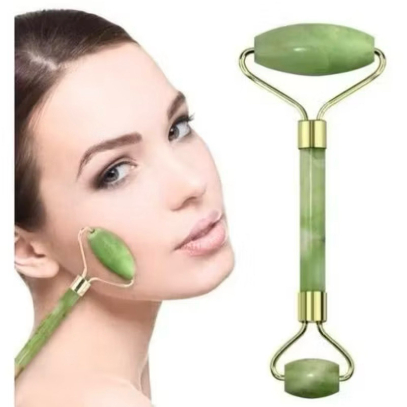Rolinho Massageador Facial Jade Anti Rugas Revitaliza a Pele com Pedra Natural Face Care Skin