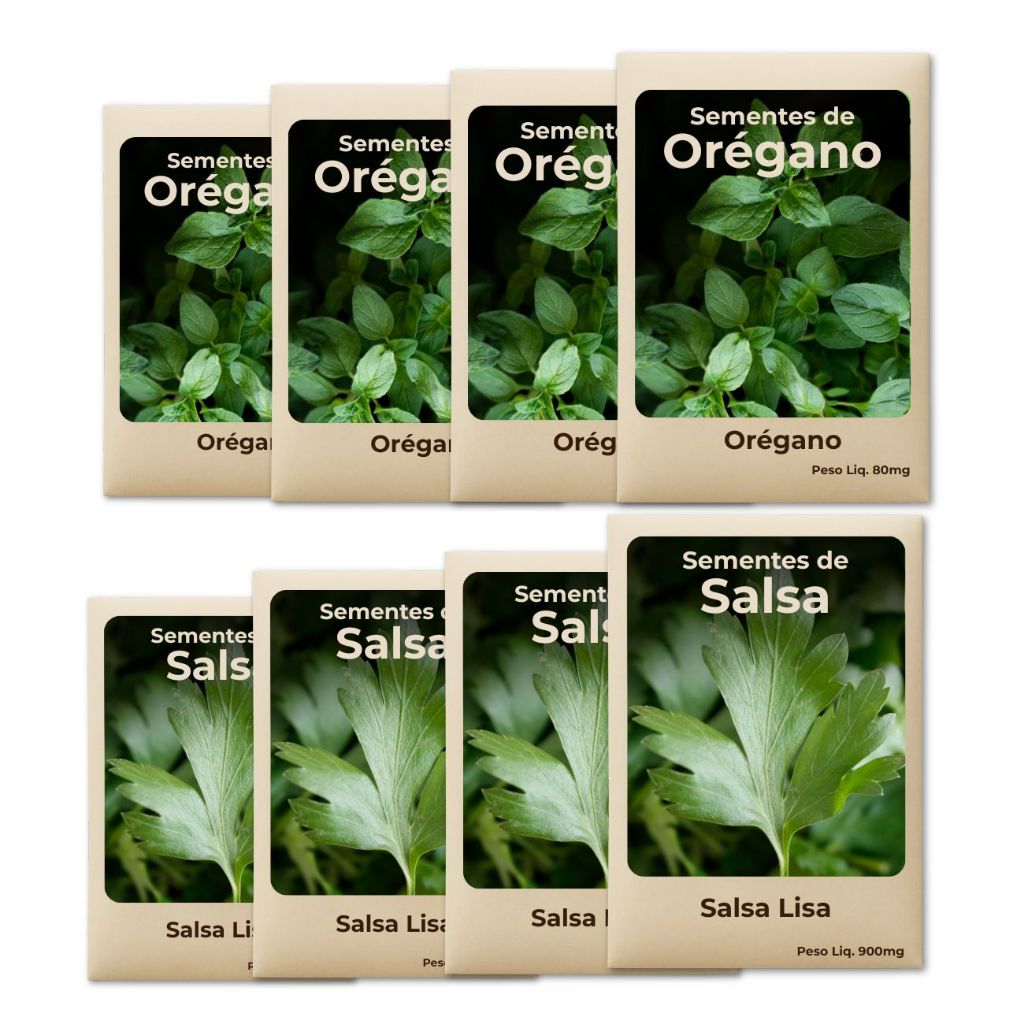 Sementes Orégano-Salsa Plante o Ano Todo Cultivo Fácil e Produtivo -Kit 8 Pct