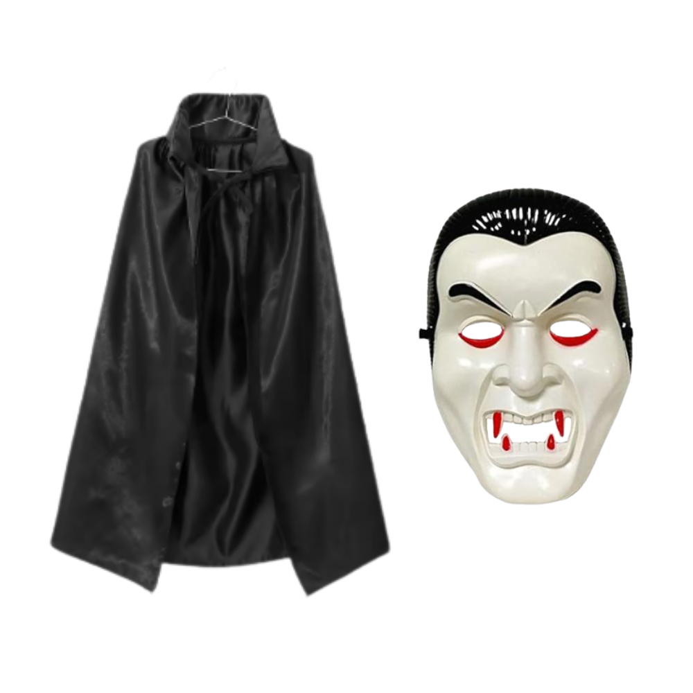 Fantasia de Vampiro Infantil e Adulto Drácula Capa Preta Halloween Carnaval em Oferta na Shopee