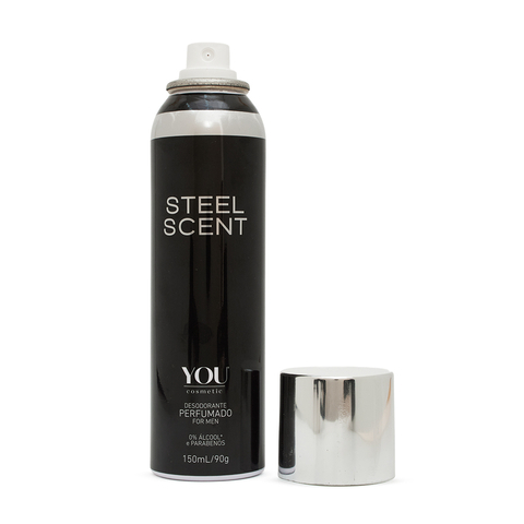 Desodorante aerosol Steel scent- YOU Cosmetic 150ml – masculino, Intenso e Sofisticado - 1 unid