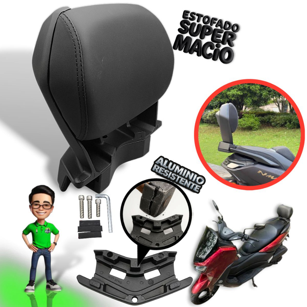 Encosto Garupa Traseiro Sissy Bar Nmax 160 2021 Á 2024 Preto