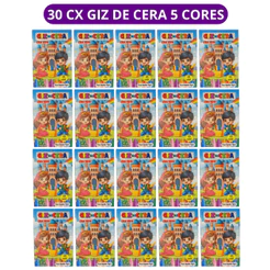 30 cx Mini Giz de Cera 5 Cores P/ Kit Festa Infantil Lembrancinha Artesanato 50, 40, 30, 20 ou 10