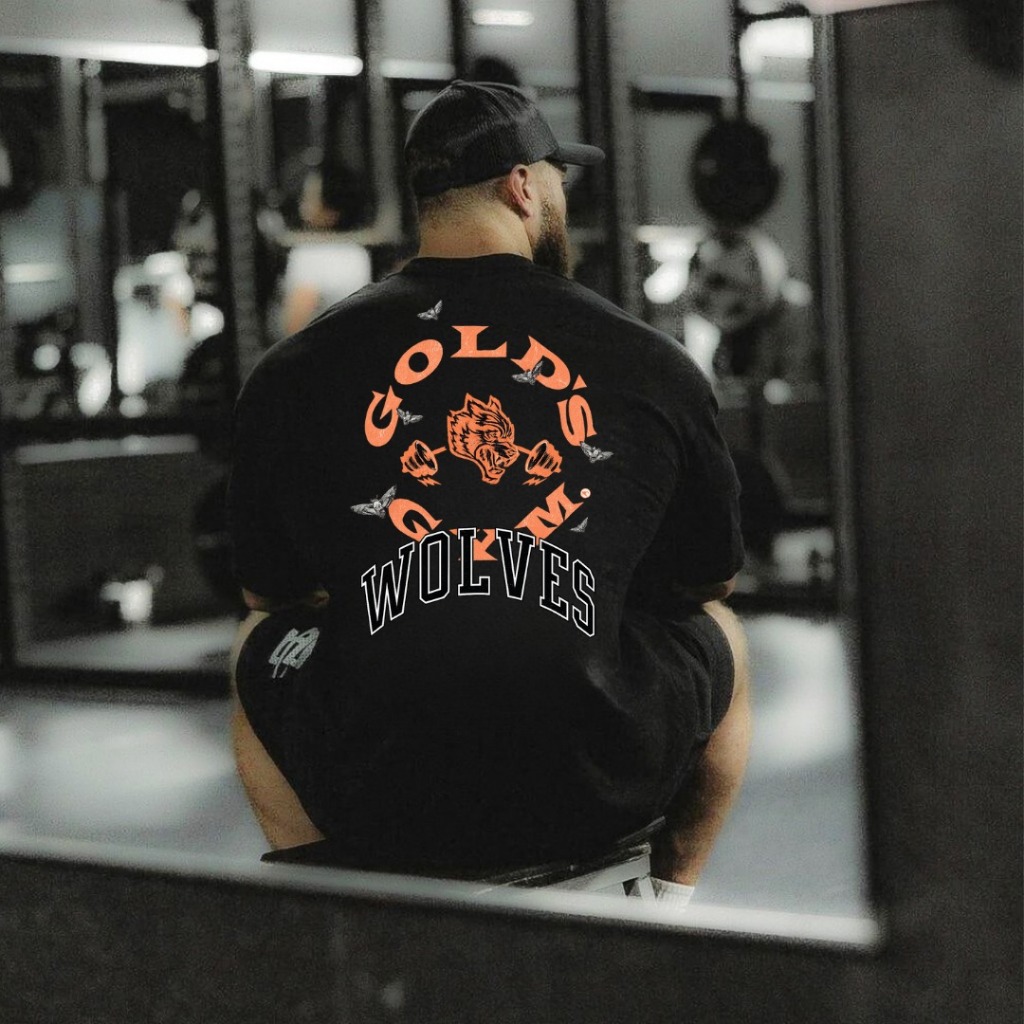 Camiseta Oversized Streetwear Treino Academia Larga Estampada Cbum Personalizada Gold's Wolves Gym
