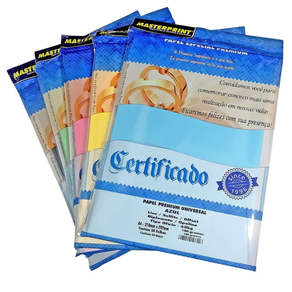 Papel Offset Diplomata Opaline Color Plus A4 180g 50fl Liso Masterprint Cores