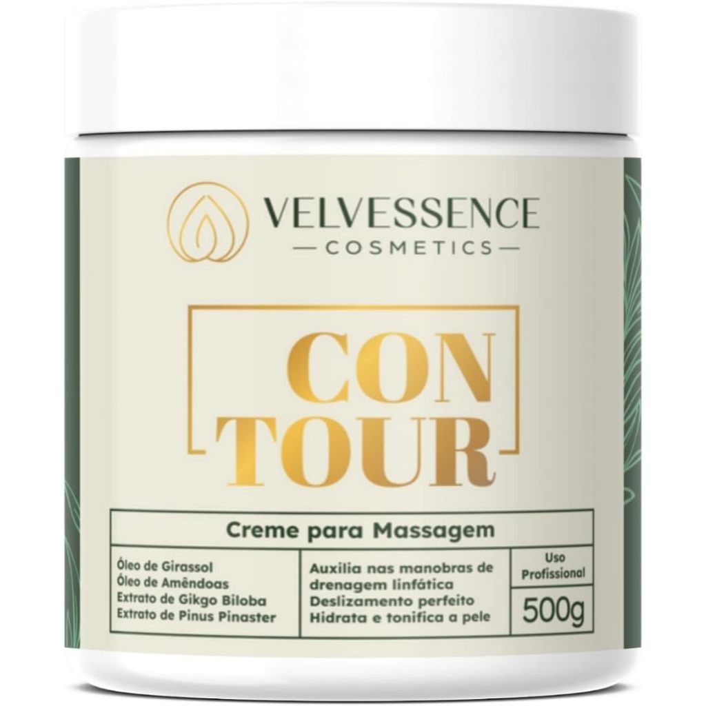 Velvessence Creme Corporal Profissional p/ Massagem Drenagem Linfática Textura Leve, Ação Hidratante