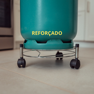 Suporte Para Botijão Com Rodinhas Super Reforçado Aço Cromado Botijão Gás Vaso em Oferta na Shopee