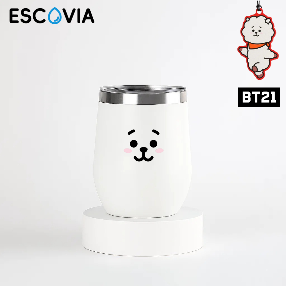 Copo Térmico Aço Inoxidavel Parede Dupla Bts Bt21 Rj Jin Alpaca Fofinha com Tampa Acrílico 360ml em Oferta na Shopee