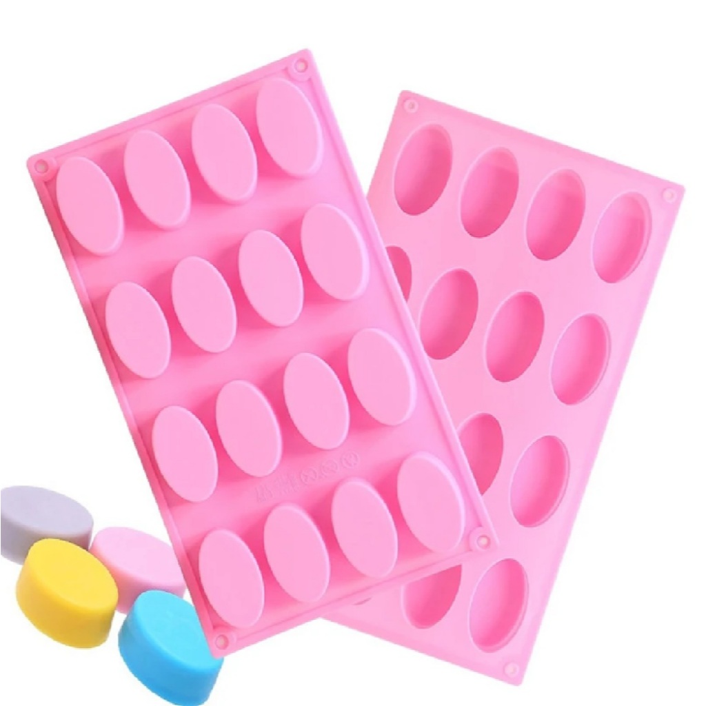 Forma de silicone molde para mini sabonete oval 16 cavidades em Oferta na Shopee
